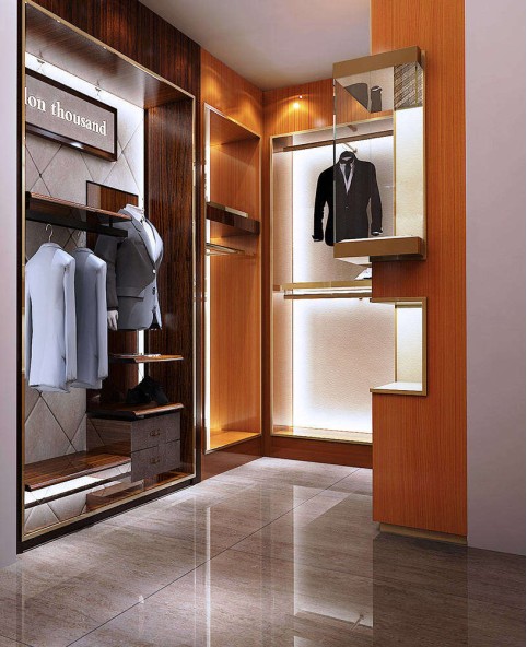 High End Wood Clothing Shops Display Stands