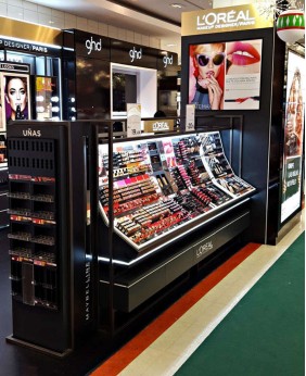 High End Wall Mounted Makeup Cosmetic Display Showcase