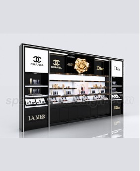 High End Custom Wall Mounted Cosmetic Shop Display Showcase