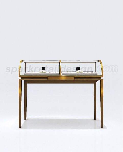 Luxury New Curved Glass Gold  Jewelry Display Showcase