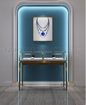Luxury New Curved Glass Gold  Jewelry Display Showcase
