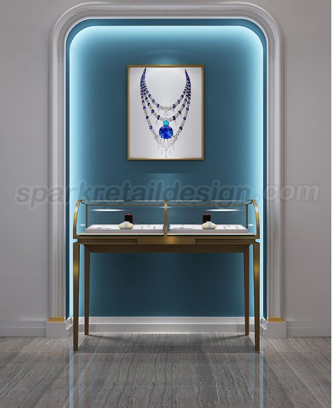 Luxury New Curved Glass Gold  Jewelry Display Showcase