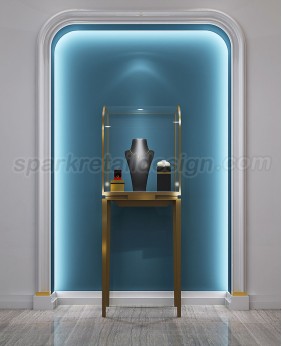 Luxury Stainless Steel Curved Glass  Jewelry Display Case For Sale
