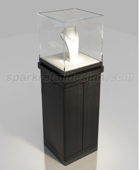 High End Black Wooden  Jewelry Pedestal Display Case