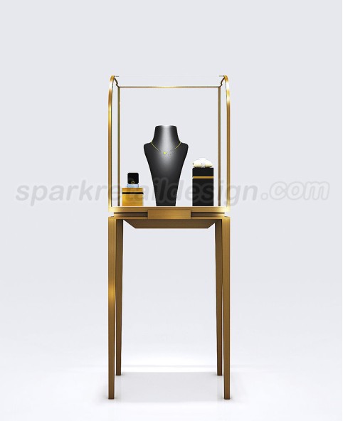 Luxury Stainless Steel Curved Glass  Jewelry Display Case For Sale Luxury Stainless Steel Curved Glass  Jewelry Display Case For Sale