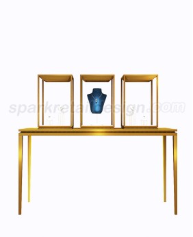 Luxury Glass Stainless Steel Jewelry Display Cases