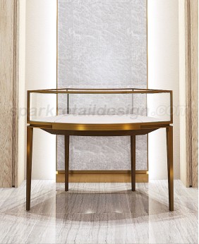 Luxury Stainless Steel Circular Jewelry Display Showcase