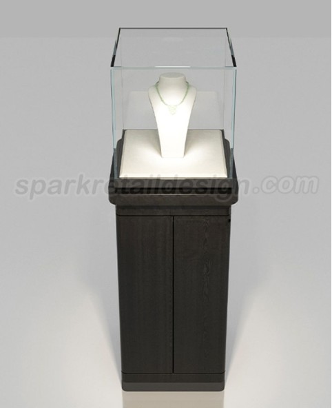 High End Black Wooden  Jewelry Pedestal Display Case