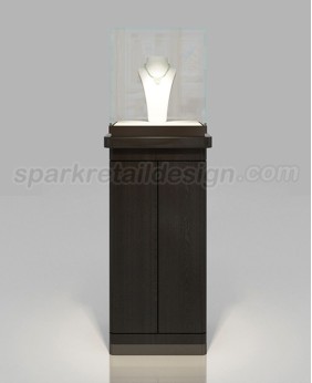 High End Black Wooden  Jewelry Pedestal Display Case