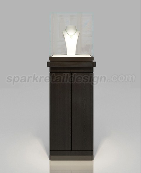 High End Black Wooden  Jewelry Pedestal Display Case