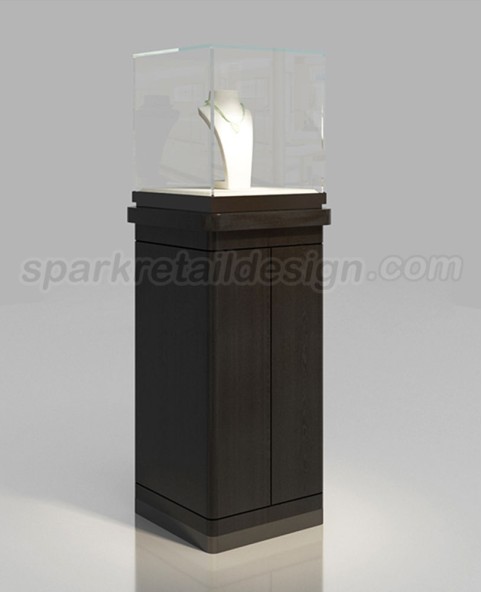 High End Black Wooden  Jewelry Pedestal Display Case